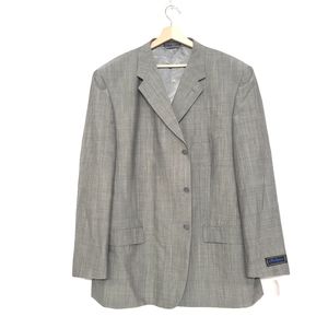 NWT Men Gray with light Beige Wool Blend Monogram Design blazer